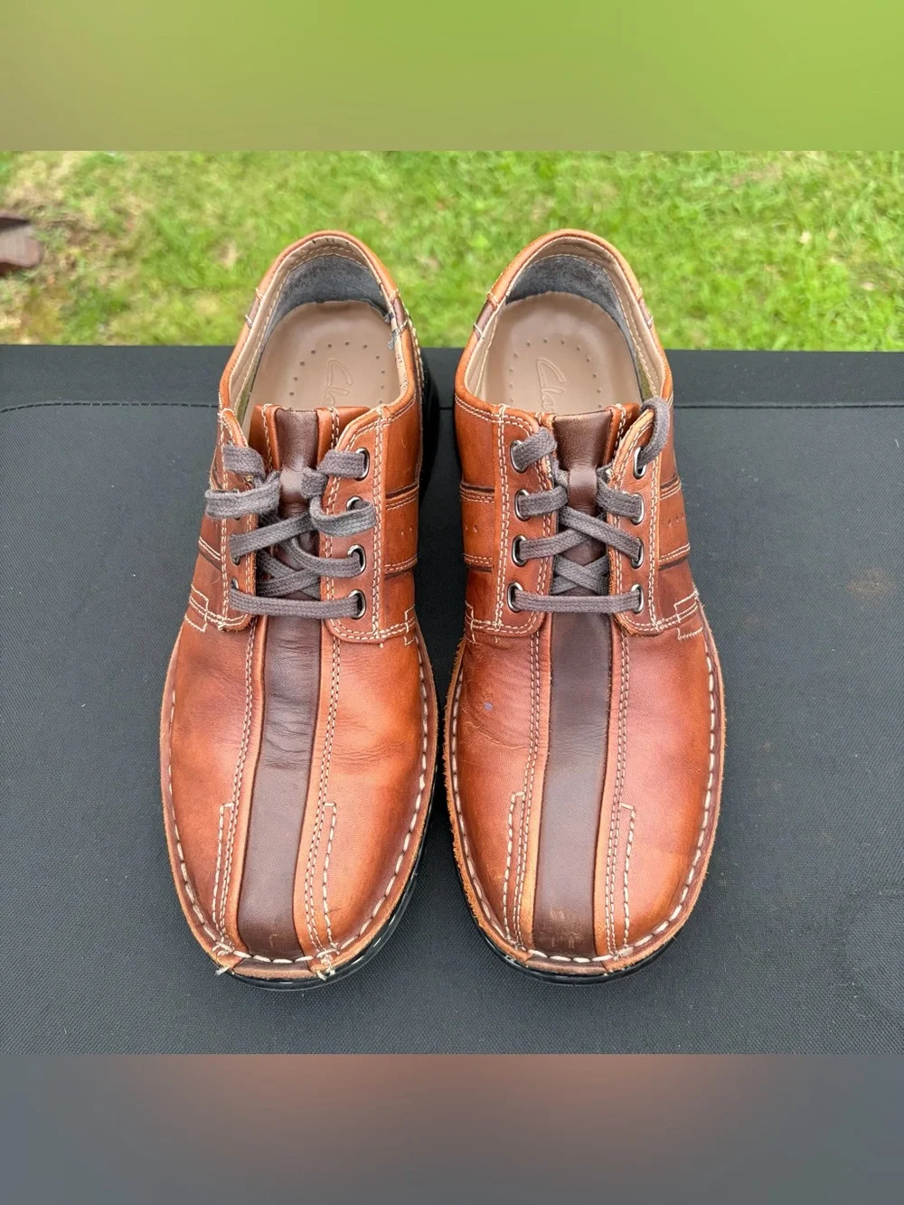 Clarks Active Air Men's Size 10 Two Tone Brown Leather Casual Oxford Sneakers